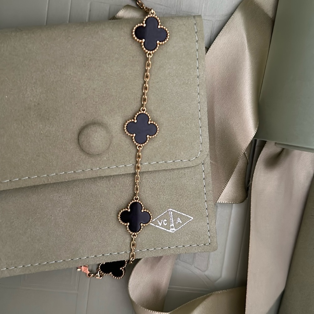 Authentic van Cleef and Arpels black onyx bracelet